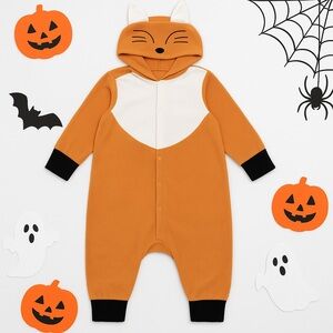 Fox Fleece Adult Costume Pajama Suit Size Large Halloween Hooded Tail